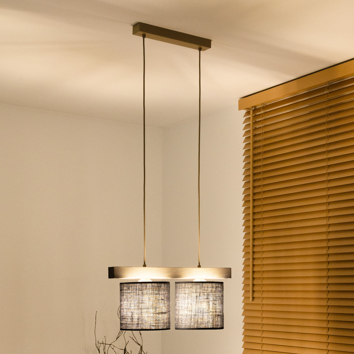 Lampa wisząca DUOLLA FOREST 92929 szary/naturalny 2xE27 średn.17cm