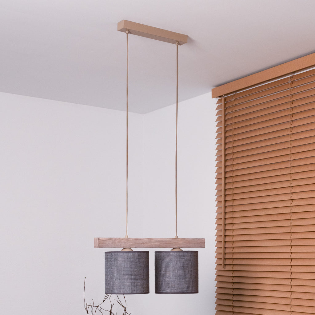Lampa wisząca DUOLLA FOREST 92929 szary/naturalny 2xE27 średn.17cm