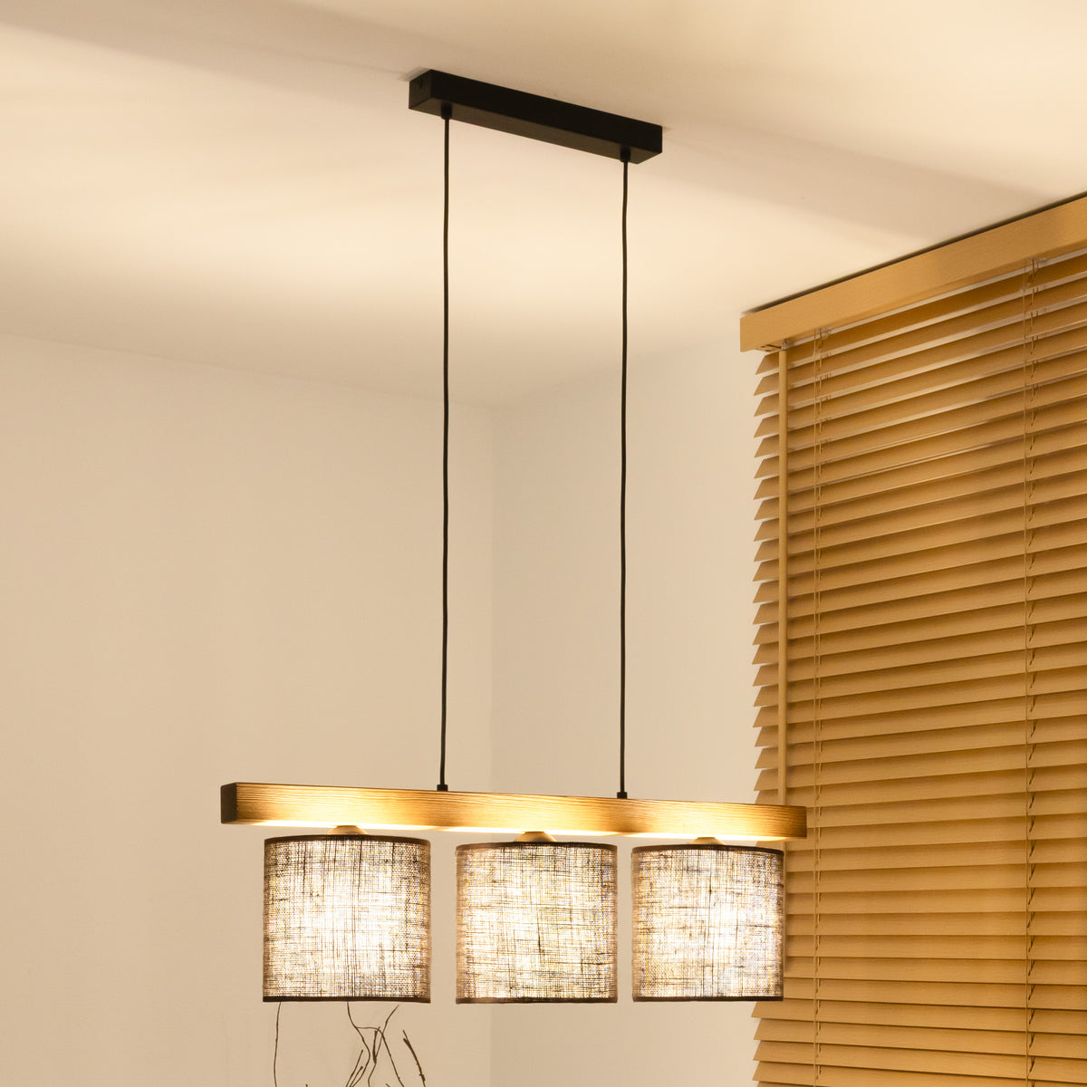 Lampa wisząca DUOLLA FOREST 92936 Czarny/naturalny 3xE27 średn.17cm