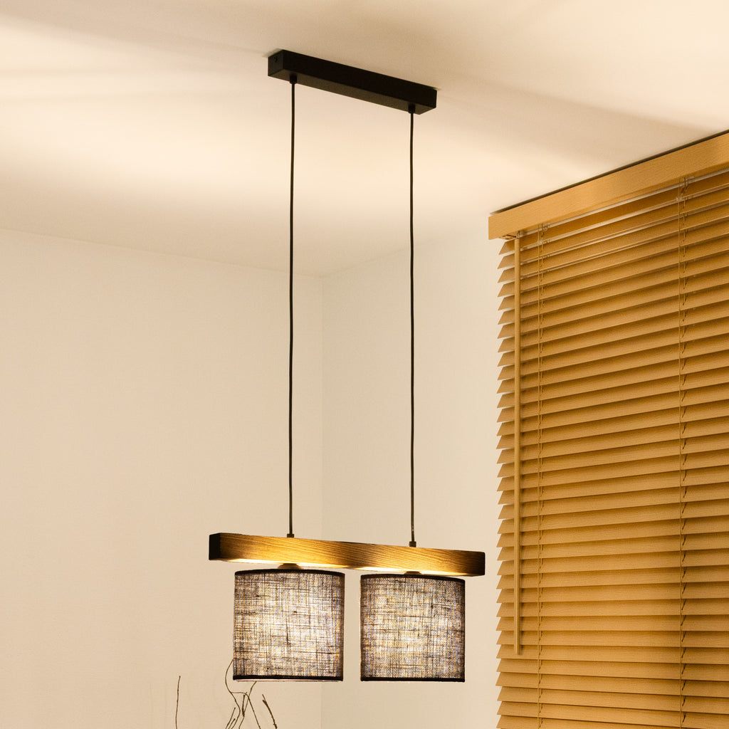 Lampa wisząca DUOLLA FOREST 92950 Czarny/naturalny 2xE27 średn.17cm