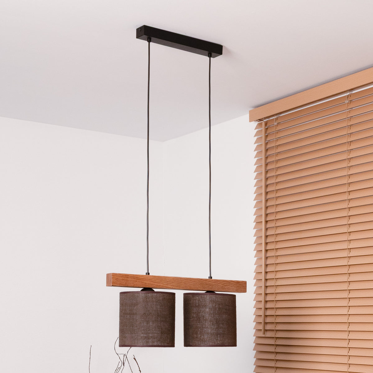 Lampa wisząca DUOLLA FOREST 92950 Czarny/naturalny 2xE27 średn.17cm