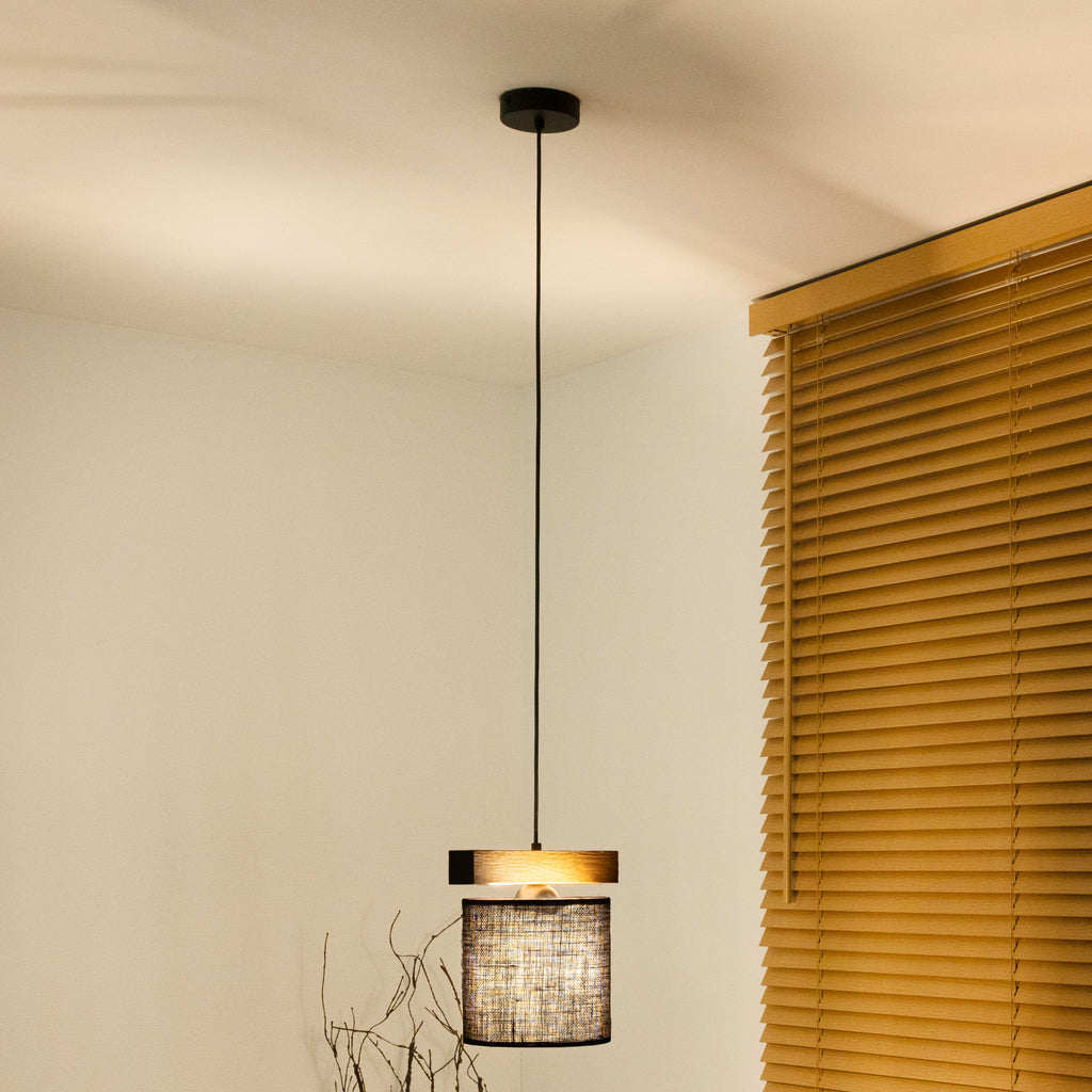Lampa wisząca DUOLLA FOREST 92967 Czarny/naturalny 1xE27 średn.17cm