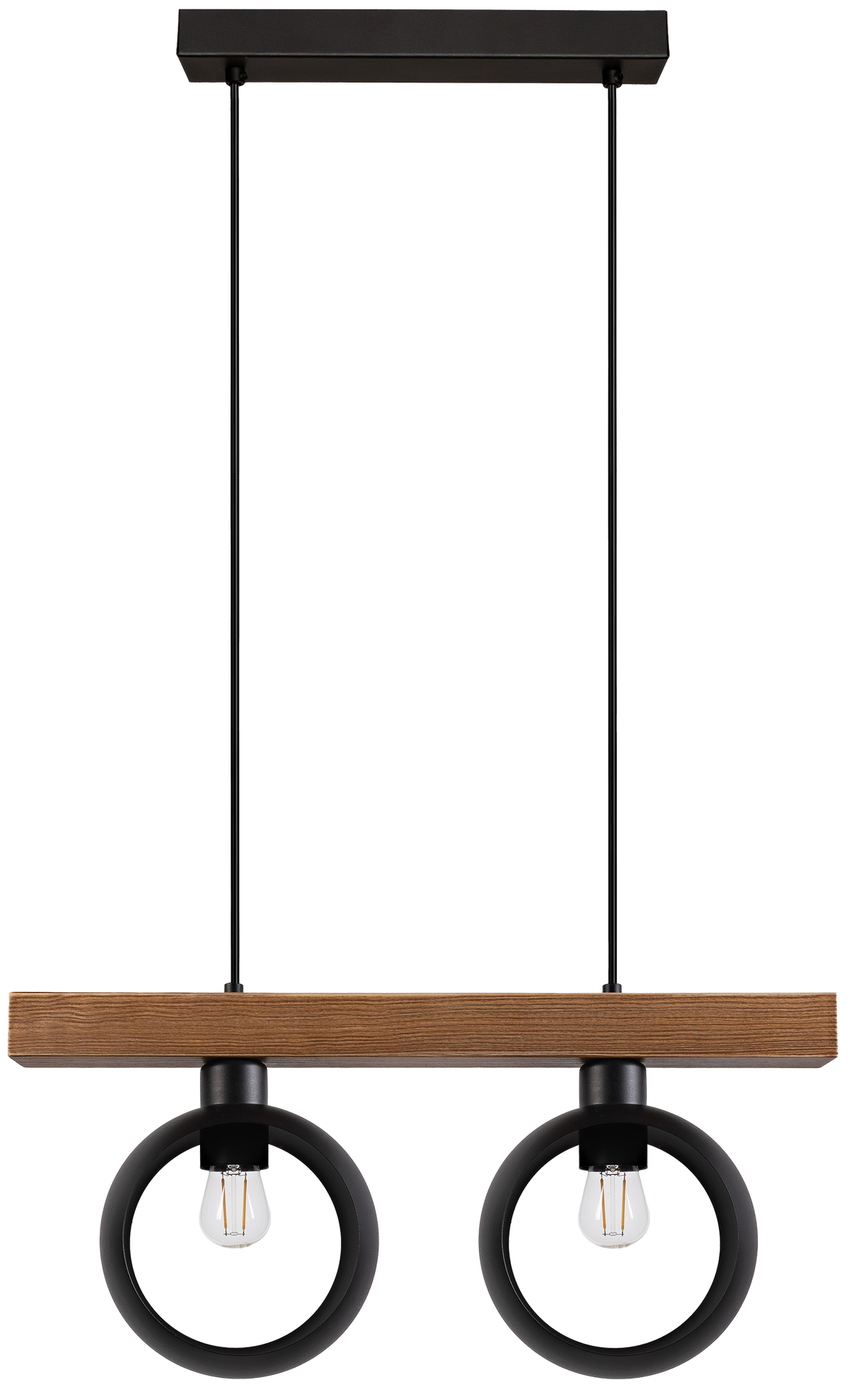 Lampa wisząca DUOLLA IRONLINE METAL BLACK RING 53665 Czarny/naturalny 2xE27 średn.10cm