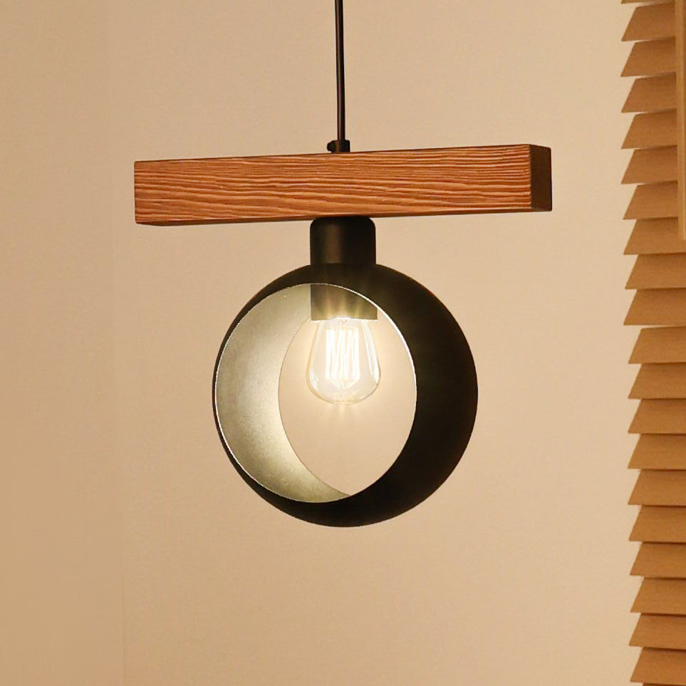Lampa wisząca DUOLLA IRONLINE METAL BLACK RING 70415 Czarny/naturalny 1xE27 średn.10cm