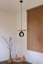 Lampa wisząca DUOLLA IRONLINE METAL BLACK RING 70415 Czarny/naturalny 1xE27 średn.10cm