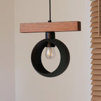 Lampa wisząca DUOLLA IRONLINE METAL BLACK RING 70415 Czarny/naturalny 1xE27 średn.10cm