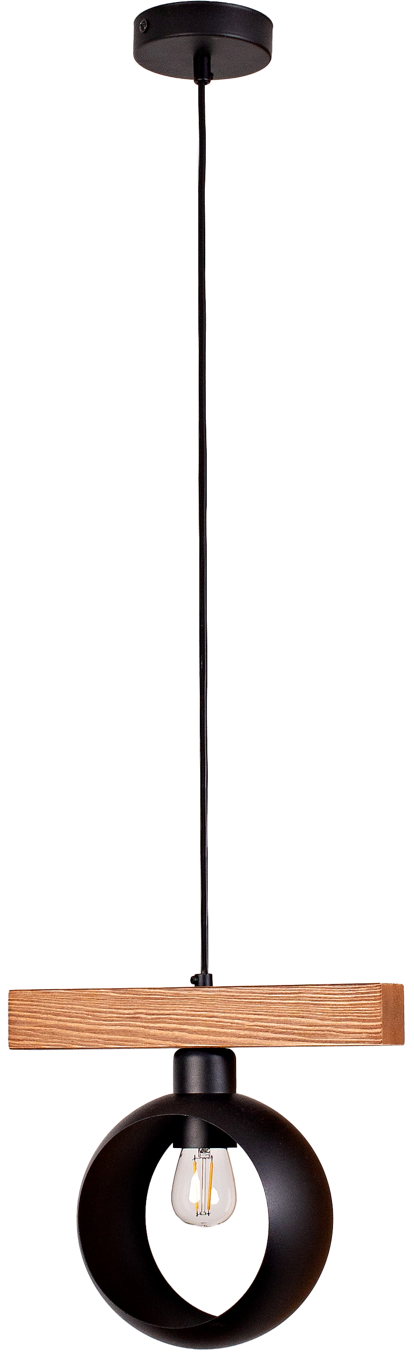 Lampa wisząca DUOLLA IRONLINE METAL BLACK RING 70415 Czarny/naturalny 1xE27 średn.10cm
