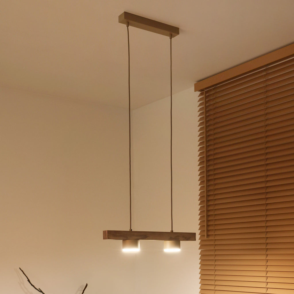 Lampa wisząca DUOLLA IRONLINE METAL / DREWNO CUP BEŻOWY 70460 Beżowy/naturalny 2xE27 średn.9cm