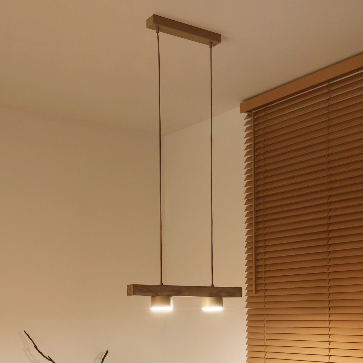 Lampa wisząca DUOLLA IRONLINE METAL / DREWNO CUP BEŻOWY 70460 Beżowy/naturalny 2xE27 średn.9cm