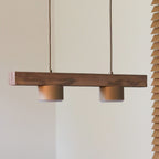 Lampa wisząca DUOLLA IRONLINE METAL / DREWNO CUP BEŻOWY 70460 Beżowy/naturalny 2xE27 średn.9cm