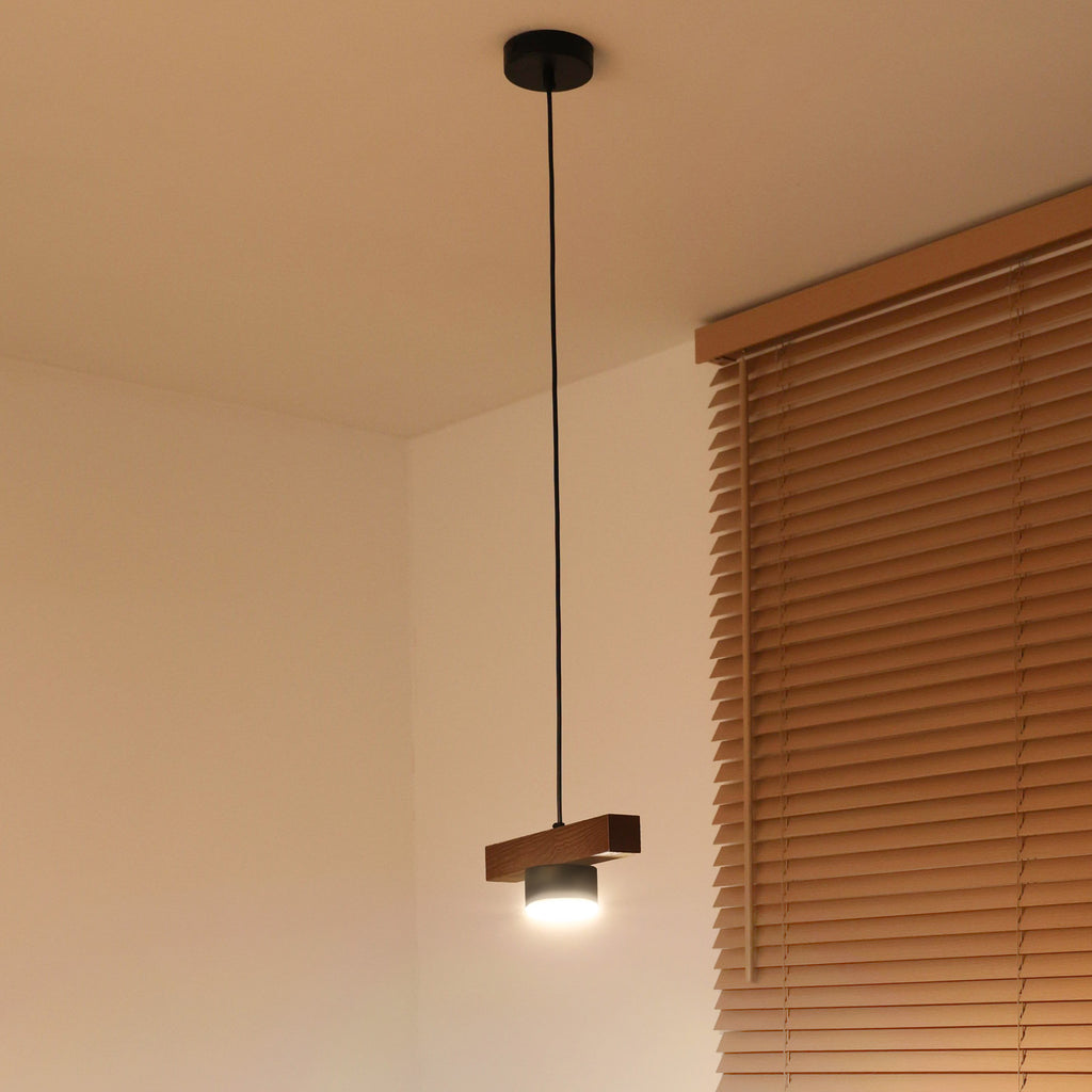 Lampa wisząca DUOLLA IRONLINE METAL / DREWNO CUP CZARNY 70477 Czarny/naturalny 1xE27 średn.9cm