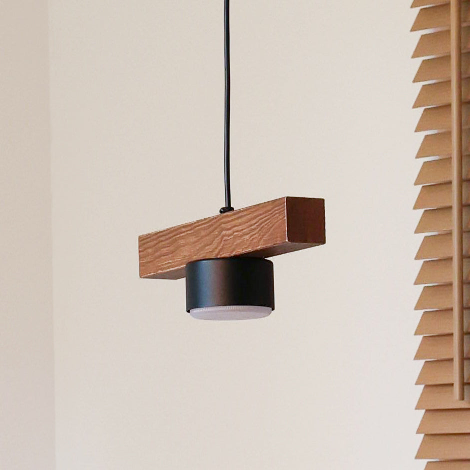 Lampa wisząca DUOLLA IRONLINE METAL / DREWNO CUP CZARNY 70477 Czarny/naturalny 1xE27 średn.9cm