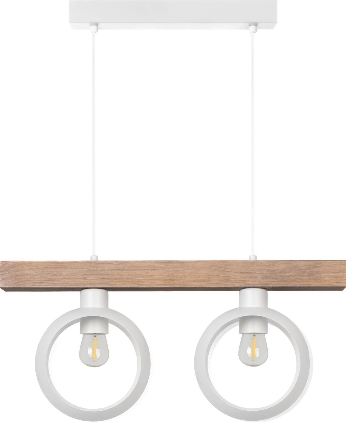Lampa wisząca DUOLLA IRONLINE METAL / DREWNO RING BIAŁY 53696 Biały/naturalny 2xE27 średn.10cm