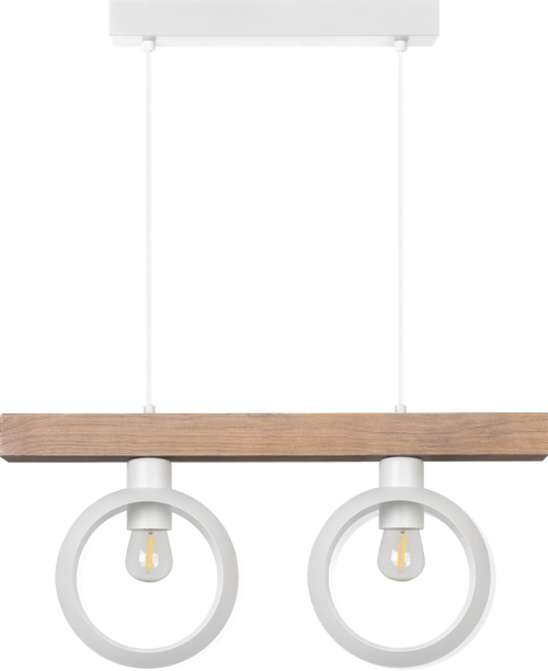 Lampa wisząca DUOLLA IRONLINE METAL / DREWNO RING BIAŁY 53696 Biały/naturalny 2xE27 średn.10cm