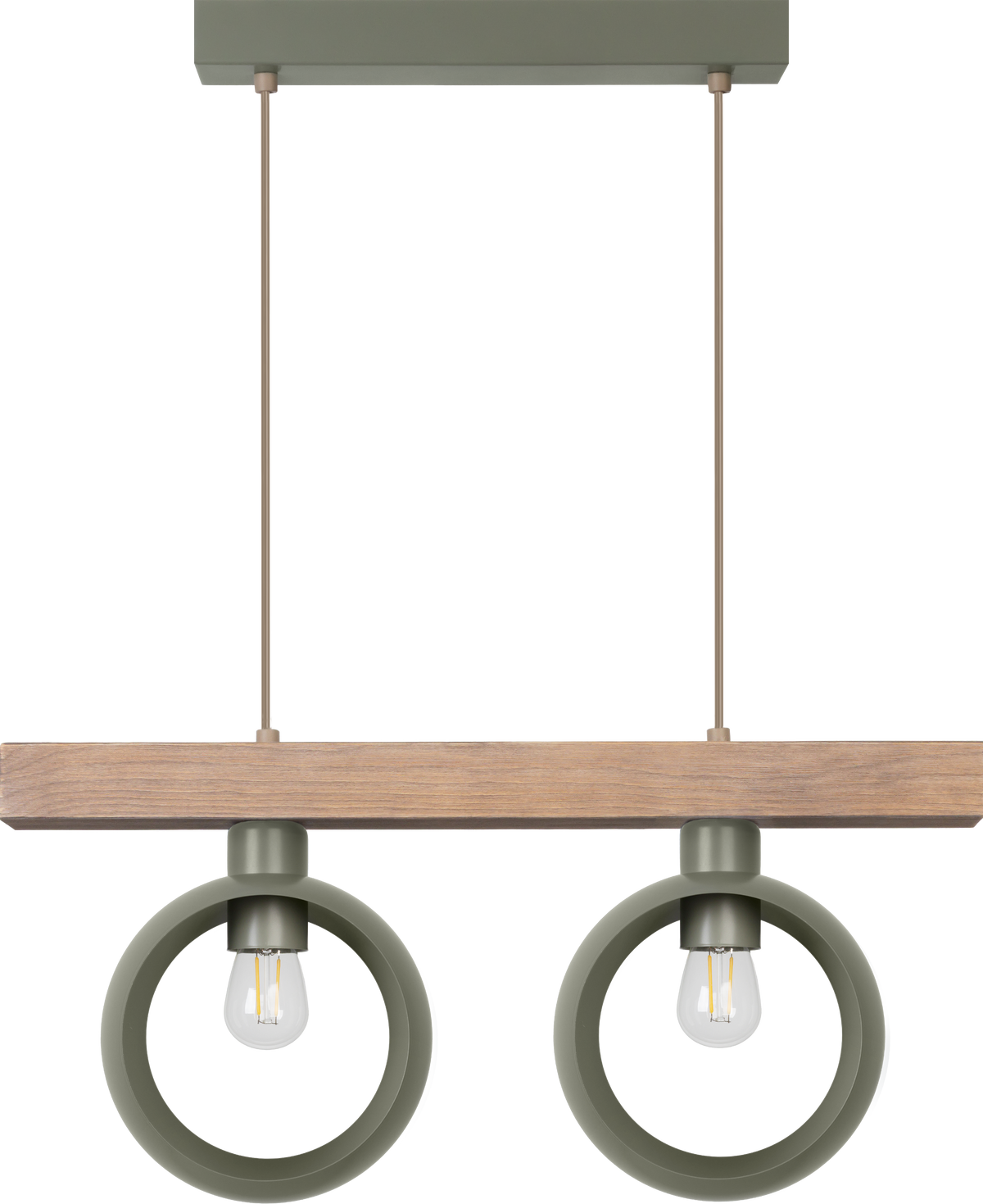 Lampa wisząca DUOLLA IRONLINE METAL / DREWNO RING SZAŁWIOWY 53757 Zielony/naturalny 2xE27 średn.10cm