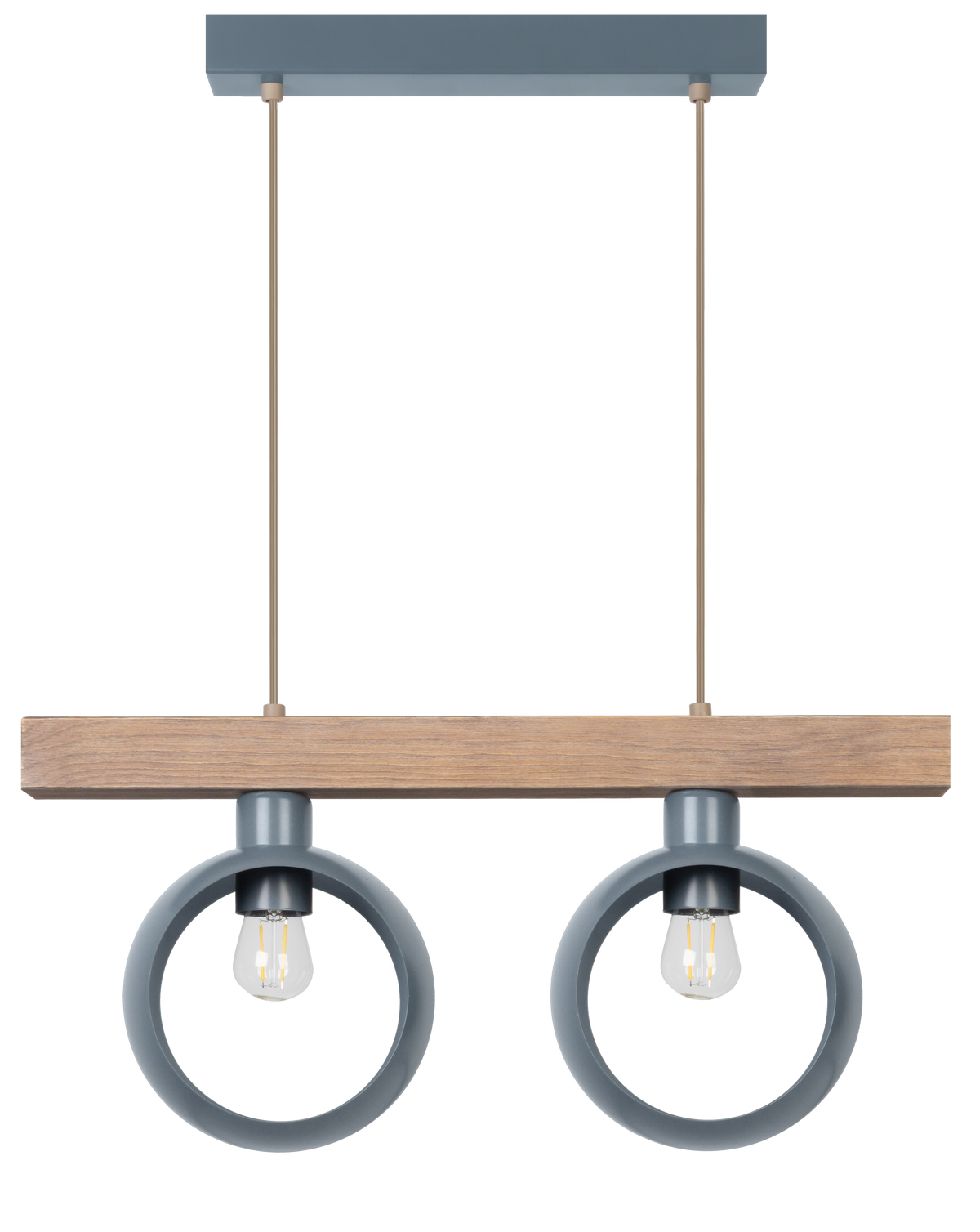 Lampa wisząca DUOLLA IRONLINE METAL / DREWNO RING SZARY 53726 szary/naturalny 2xE27 średn.10cm