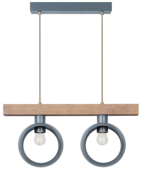Lampa wisząca DUOLLA IRONLINE METAL / DREWNO RING SZARY 53726 szary/naturalny 2xE27 średn.10cm