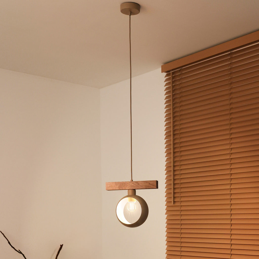 Lampa wisząca DUOLLA IRONLINE METAL RING BEŻOWY 70408 Beżowy/naturalny 1xE27 średn.10cm