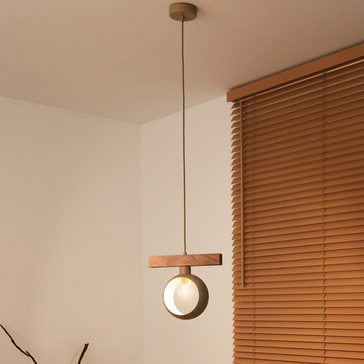 Lampa wisząca DUOLLA IRONLINE METAL RING BEŻOWY 70408 Beżowy/naturalny 1xE27 średn.10cm