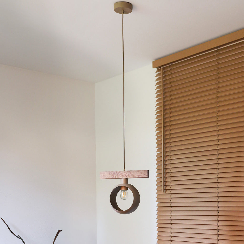 Lampa wisząca DUOLLA IRONLINE METAL RING BEŻOWY 70408 Beżowy/naturalny 1xE27 średn.10cm