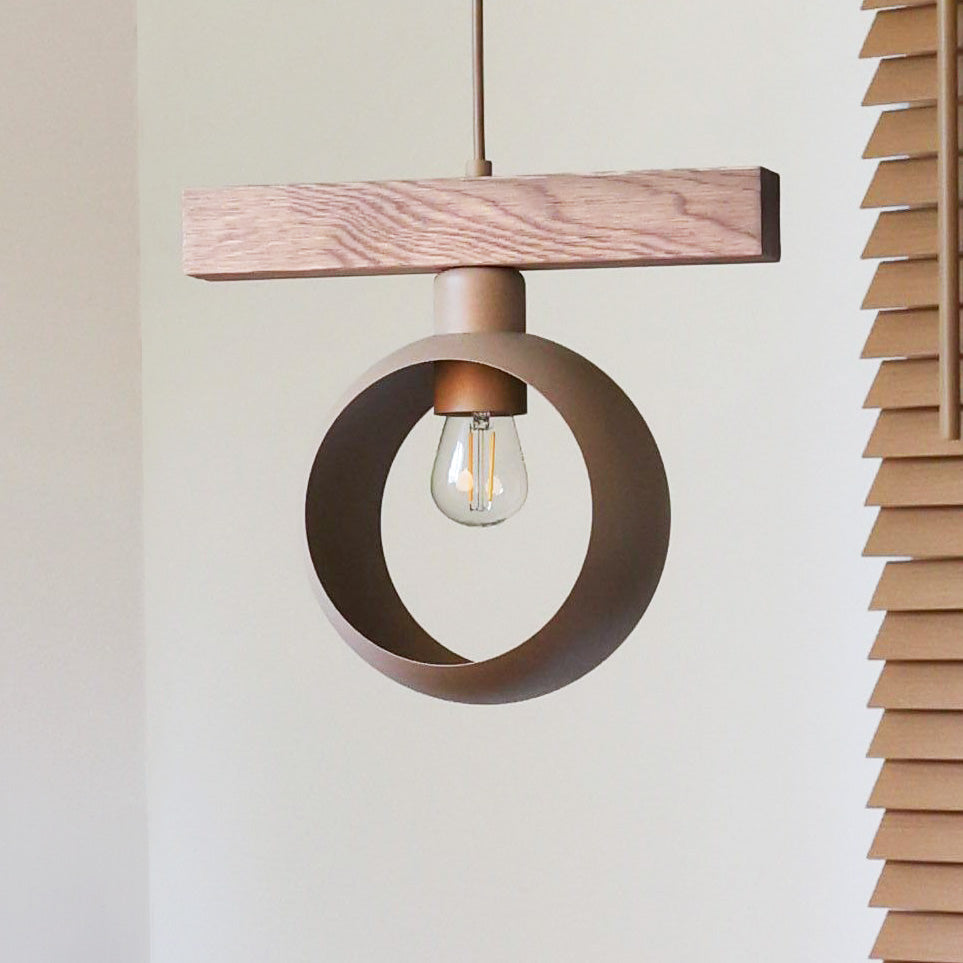 Lampa wisząca DUOLLA IRONLINE METAL RING BEŻOWY 70408 Beżowy/naturalny 1xE27 średn.10cm