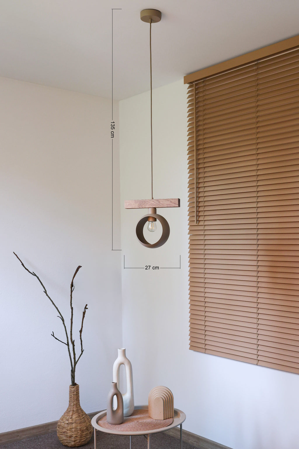 Lampa wisząca DUOLLA IRONLINE METAL RING BEŻOWY 70408 Beżowy/naturalny 1xE27 średn.10cm