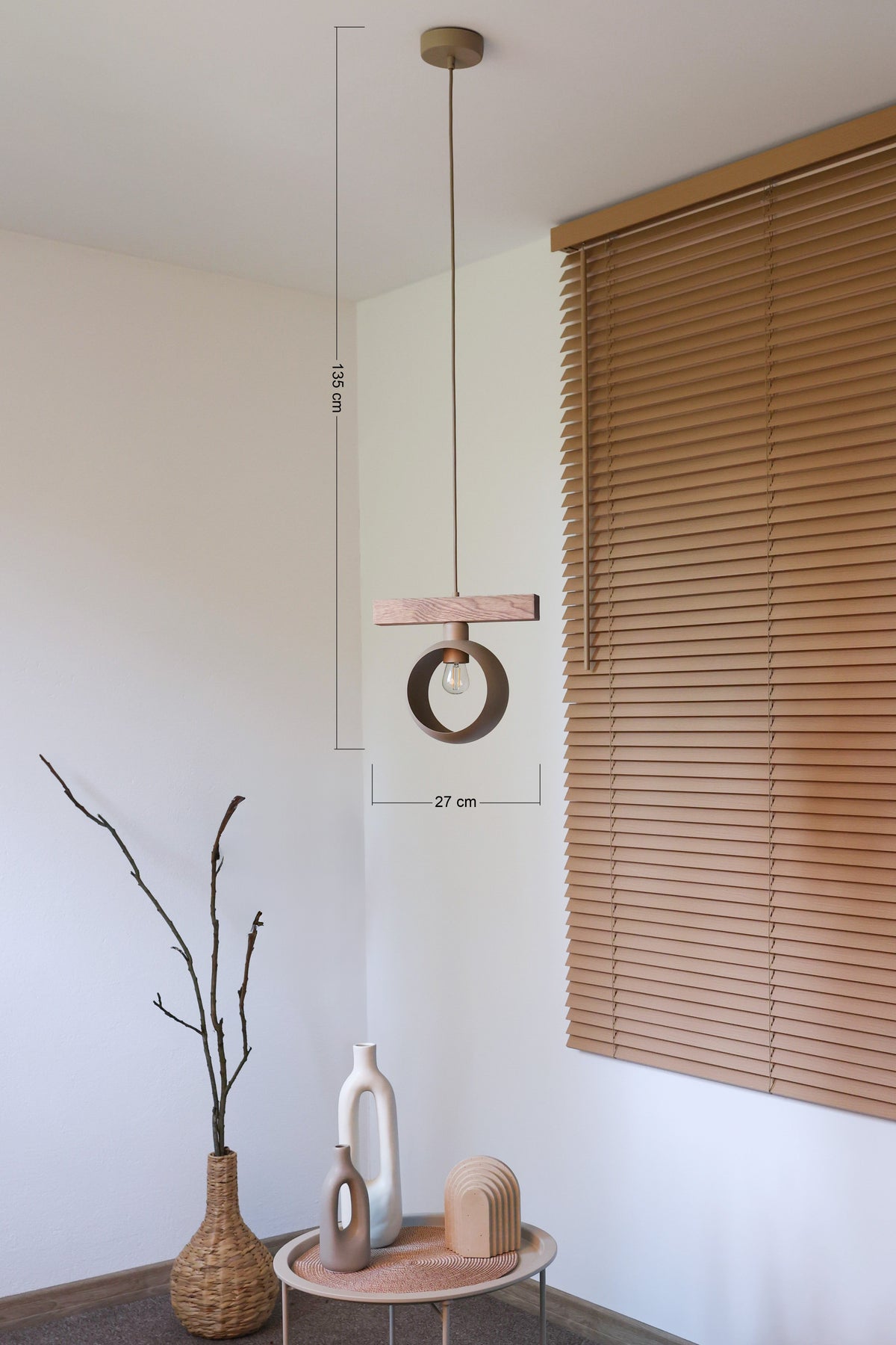 Lampa wisząca DUOLLA IRONLINE METAL RING BEŻOWY 70408 Beżowy/naturalny 1xE27 średn.10cm