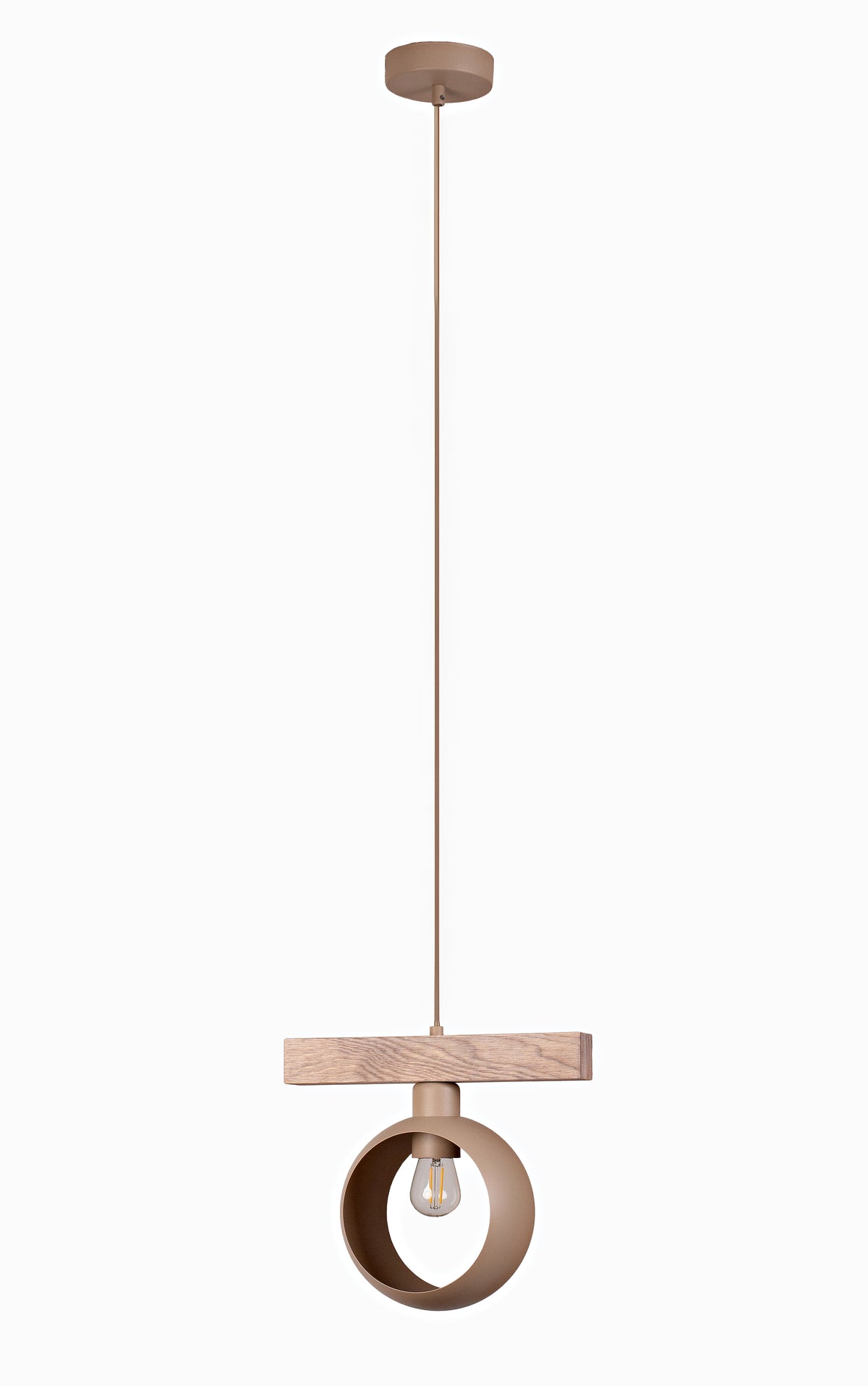 Lampa wisząca DUOLLA IRONLINE METAL RING BEŻOWY 70408 Beżowy/naturalny 1xE27 średn.10cm