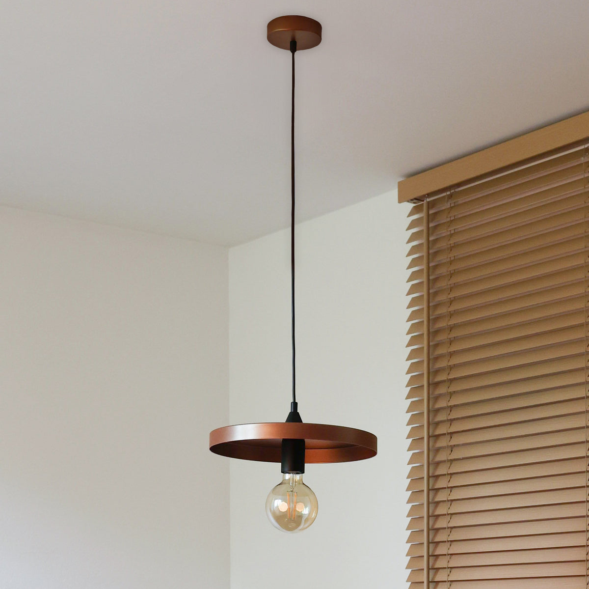 Lampa wisząca DUOLLA IRONLINE METAL TALERZ 300 MIEDZIANA 70576 miedziany/Czarny 1xE27 średn.30cm