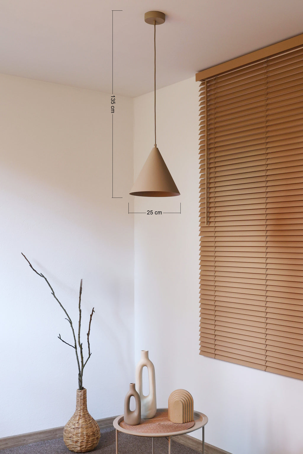 Lampa wisząca DUOLLA IRONLINE METALOWY STOŻEK BEŻOWY 70590 Beżowy/n/a 1xE27 średn.25cm