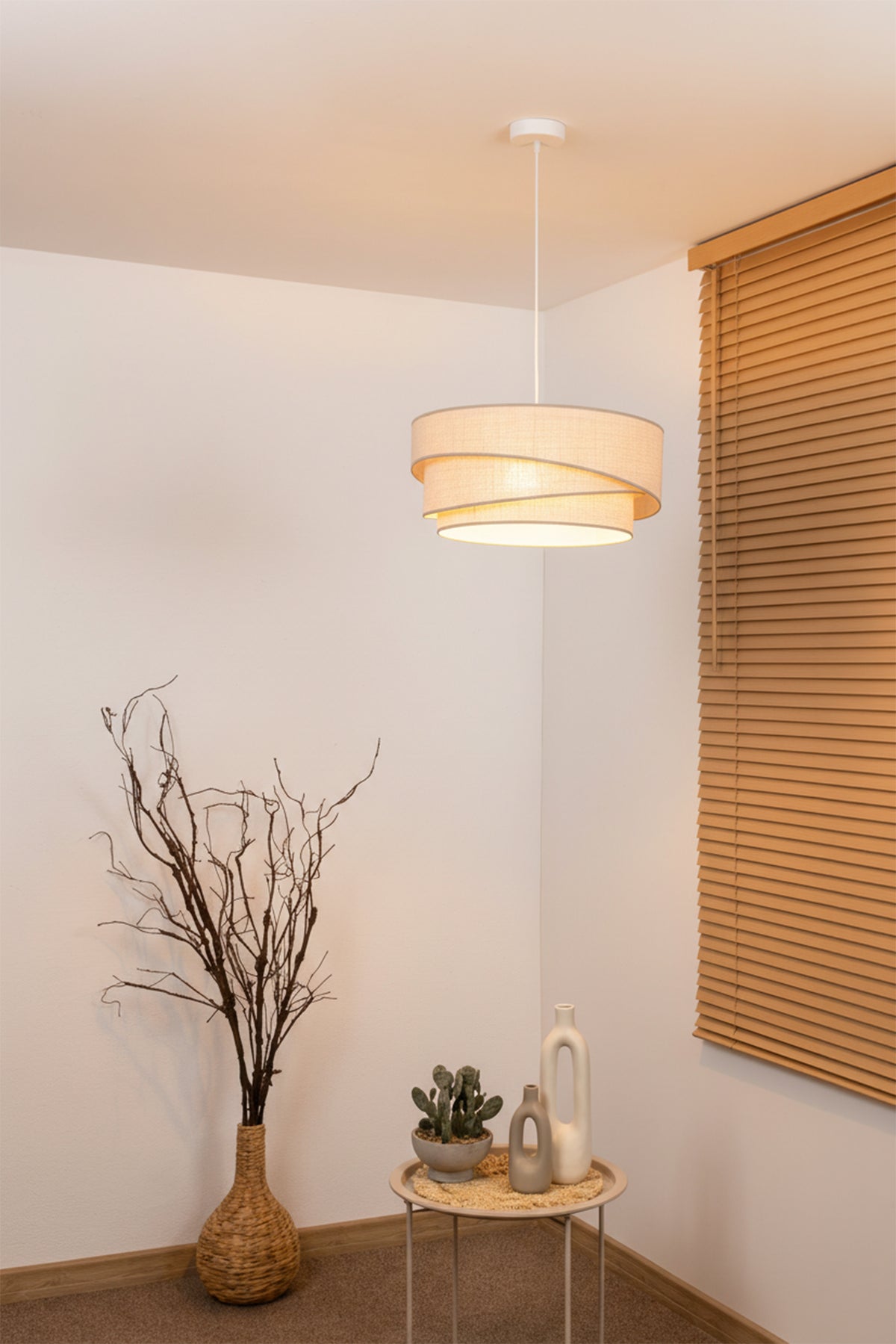 Lampa wisząca DUOLLA KOBO 753139 beżowy/beżowy 1xE27 średn.45cm