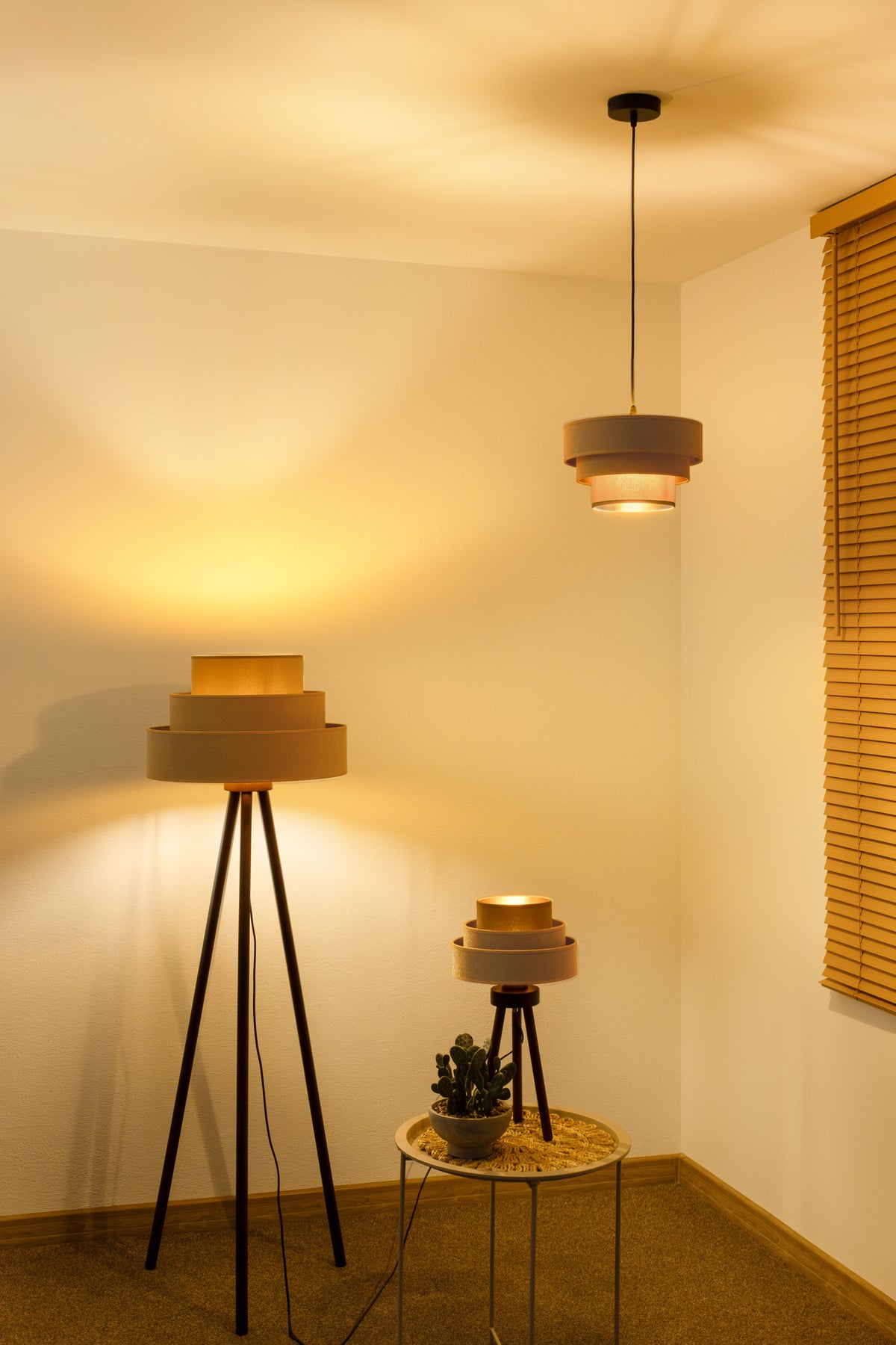 Lampa wisząca DUOLLA LUNETA CAPPUCINO 750169 beżowy/złoty 1xE27 średn.25cm