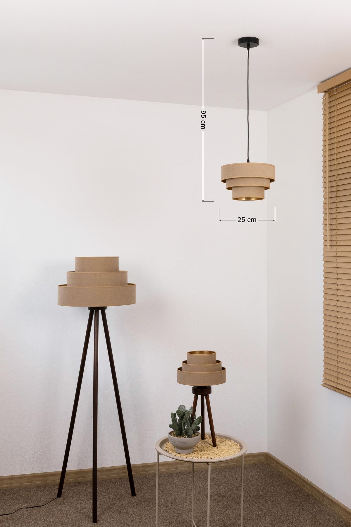 Lampa wisząca DUOLLA LUNETA CAPPUCINO 750169 beżowy/złoty 1xE27 średn.25cm