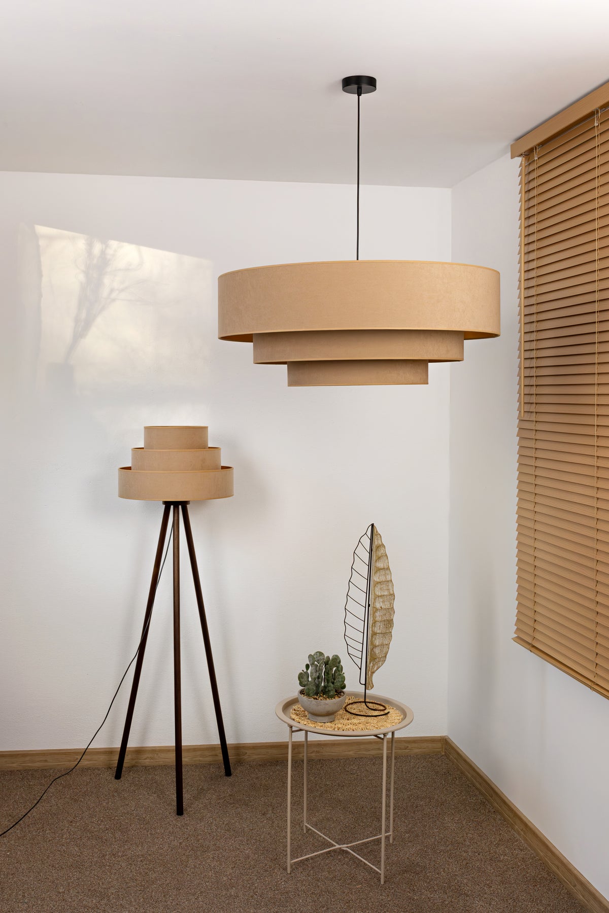 Lampa wisząca DUOLLA LUNETA CAPPUCINO 750213 beżowy/złoty 3xE27 średn.80cm