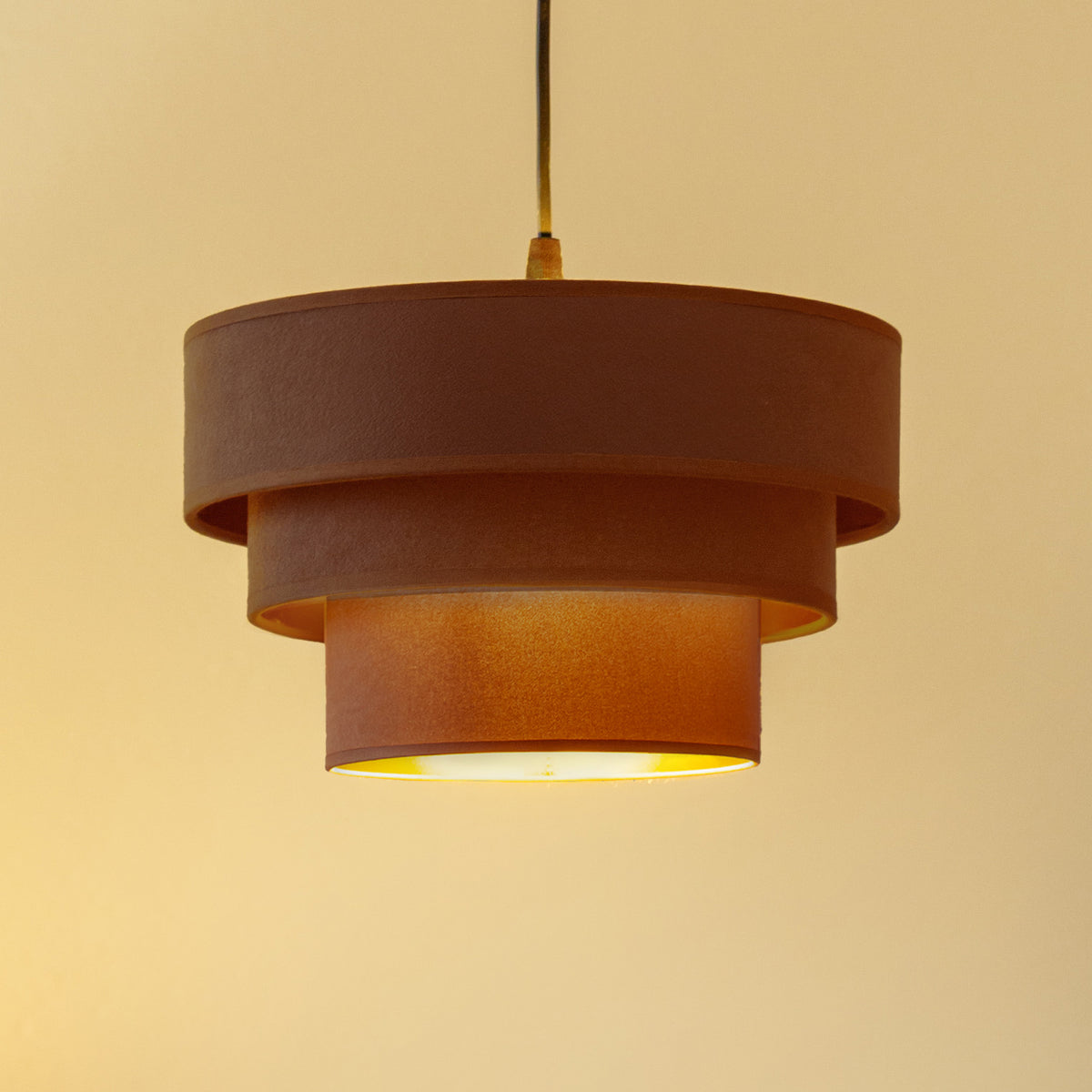 Lampa wisząca DUOLLA LUNETA CARAMEL 750299 jasno brązowy/złoty 1xE27 średn.25cm