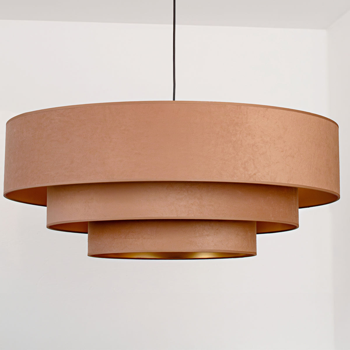 Lampa wisząca DUOLLA LUNETA CARAMEL 750343 jasno brązowy/złoty 3xE27 średn.80cm