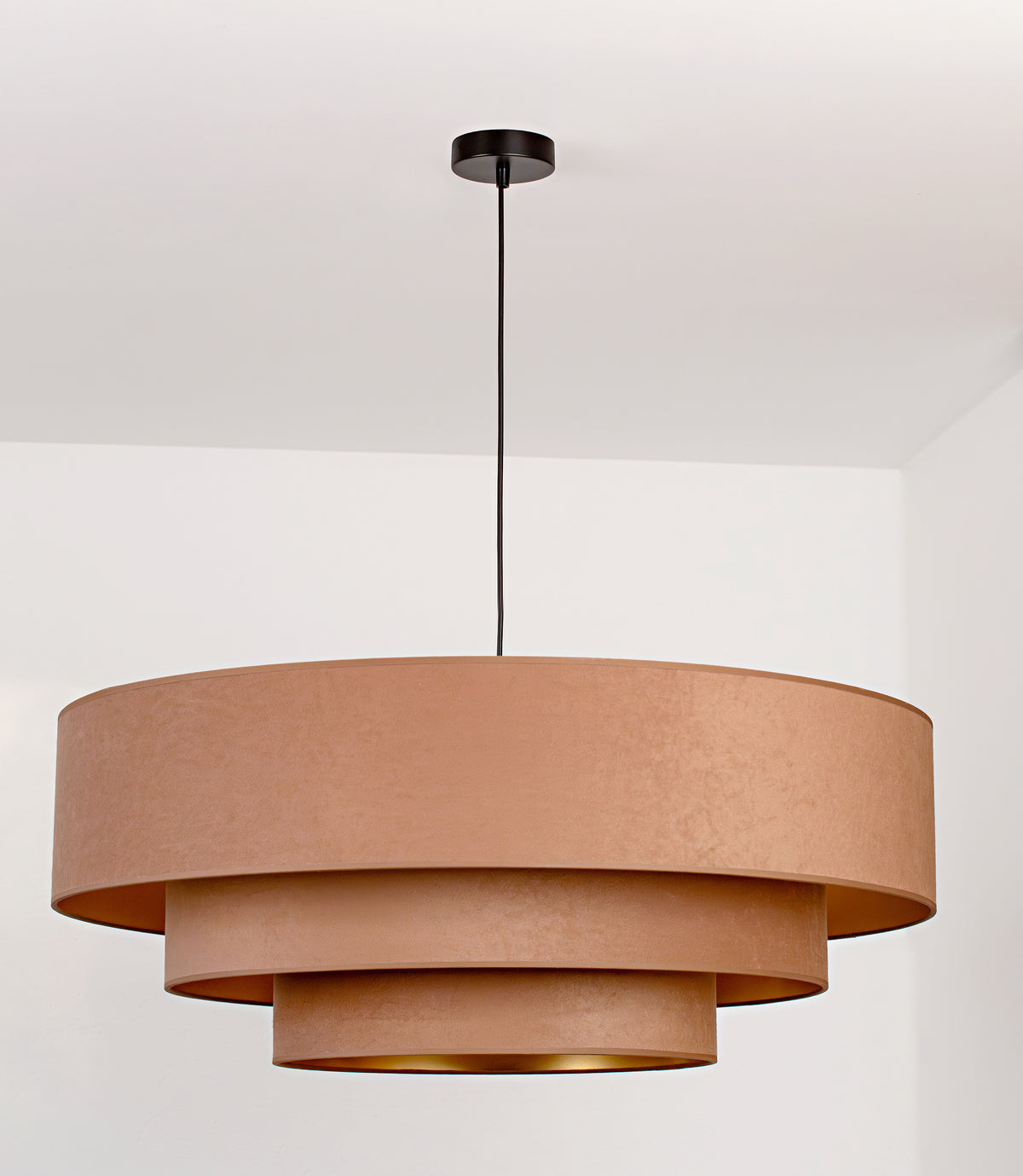 Lampa wisząca DUOLLA LUNETA CARAMEL 750343 jasno brązowy/złoty 3xE27 średn.80cm