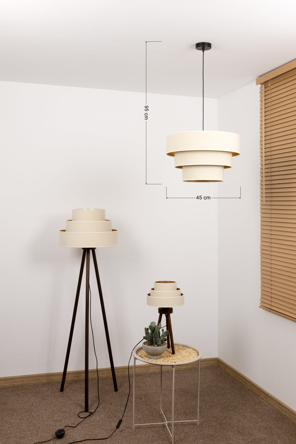 Lampa wisząca DUOLLA LUNETA LATTE 750008 kremowy/złoty 1xE27 średn.45cm