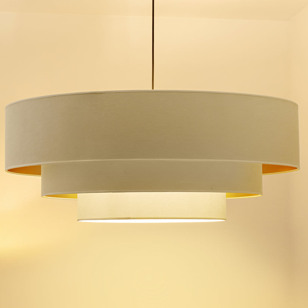 Lampa wisząca DUOLLA LUNETA LATTE 750084 kremowy/złoty 3xE27 średn.80cm