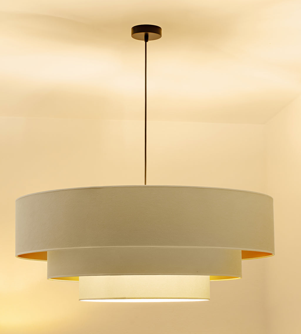 Lampa wisząca DUOLLA LUNETA LATTE 750084 kremowy/złoty 3xE27 średn.80cm