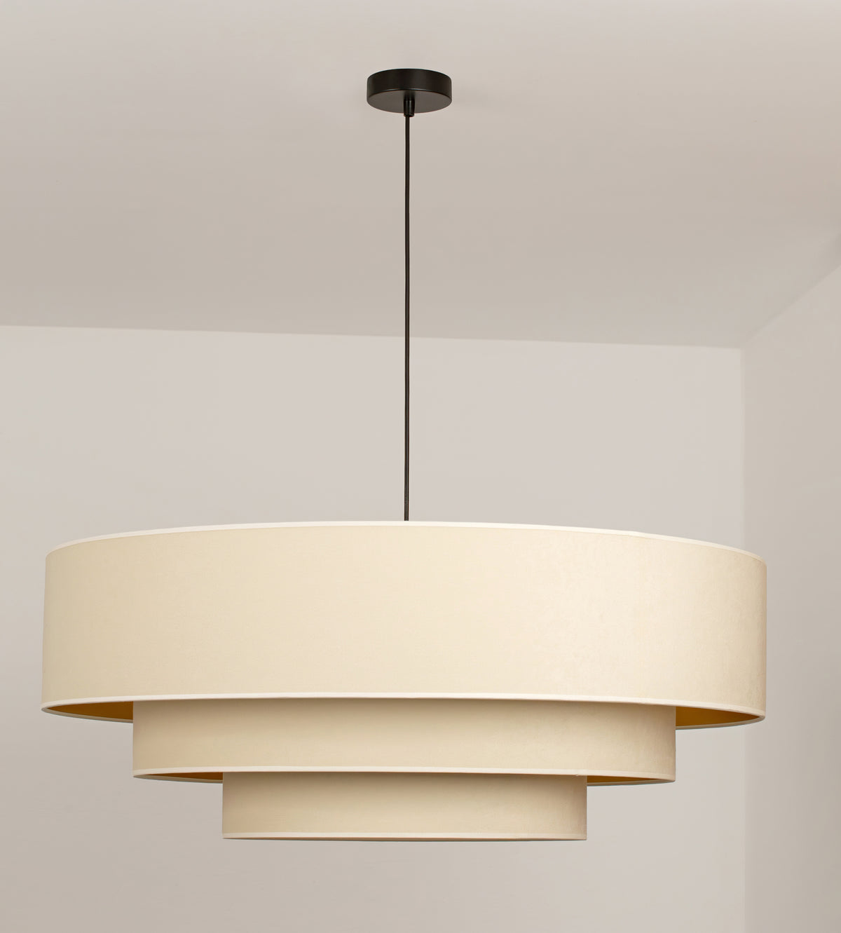 Lampa wisząca DUOLLA LUNETA LATTE 750084 kremowy/złoty 3xE27 średn.80cm