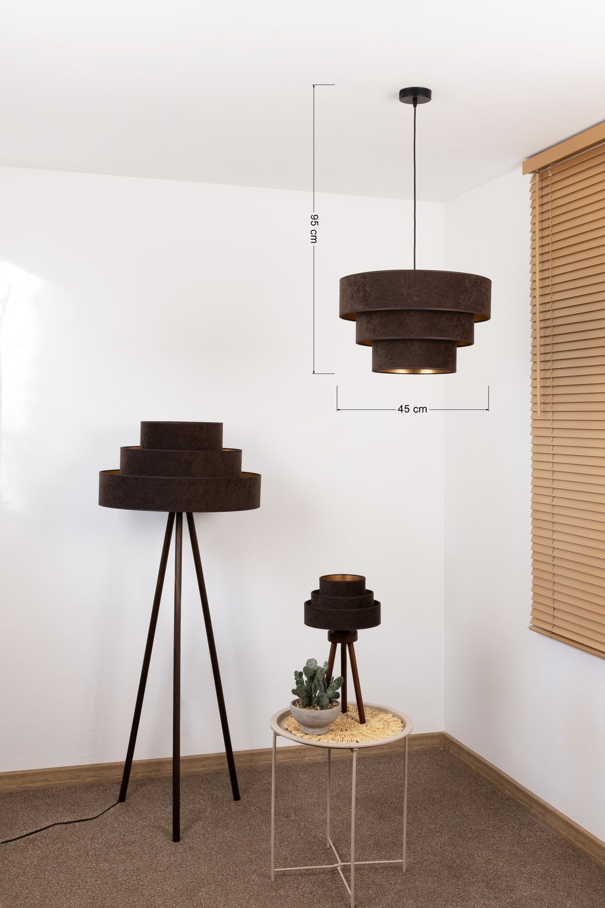 Lampa wisząca DUOLLA LUNETA MOCHA 750398 brązowy/złoty 1xE27 średn.45cm
