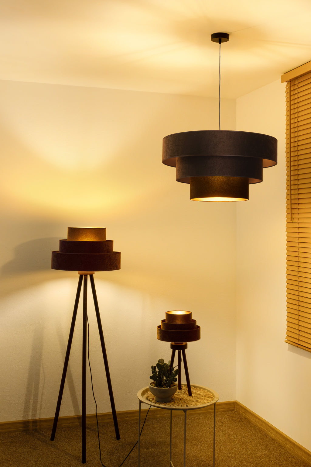 Lampa wisząca DUOLLA LUNETA MOKKA 750435 brązowy/złoty 1xE27 średn.60cm