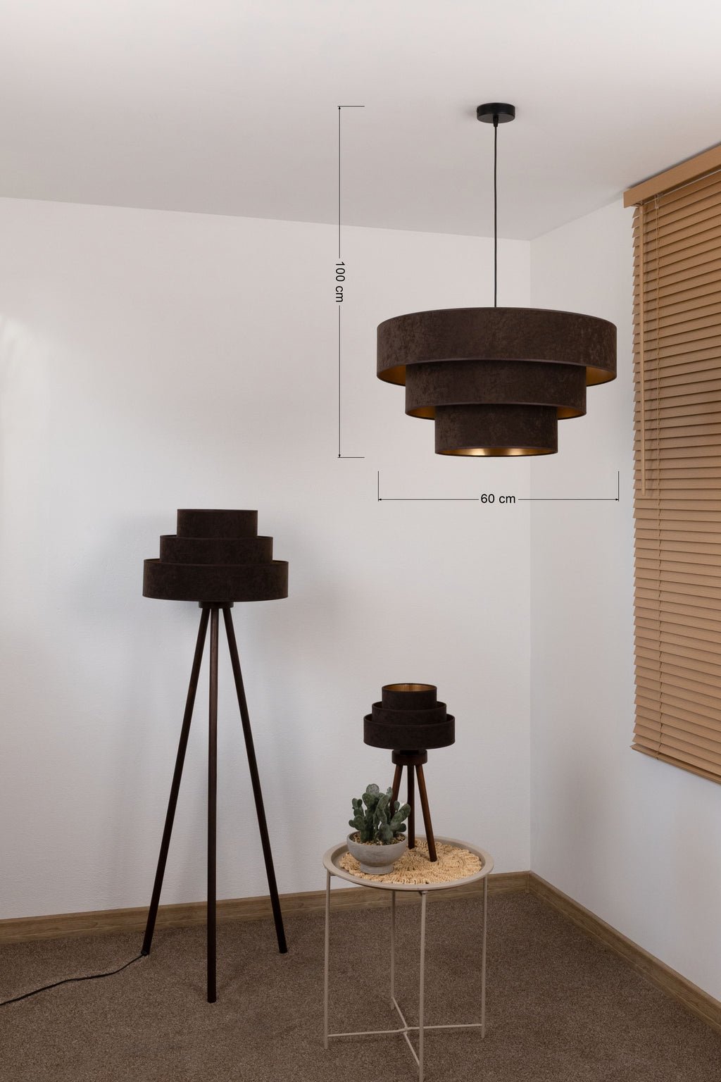 Lampa wisząca DUOLLA LUNETA MOKKA 750435 brązowy/złoty 1xE27 średn.60cm