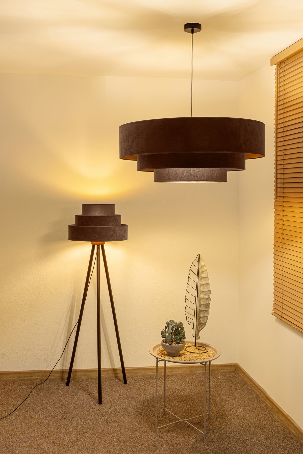 Lampa wisząca DUOLLA LUNETA MOKKA 750473 brązowy/złoty 3xE27 średn.80cm