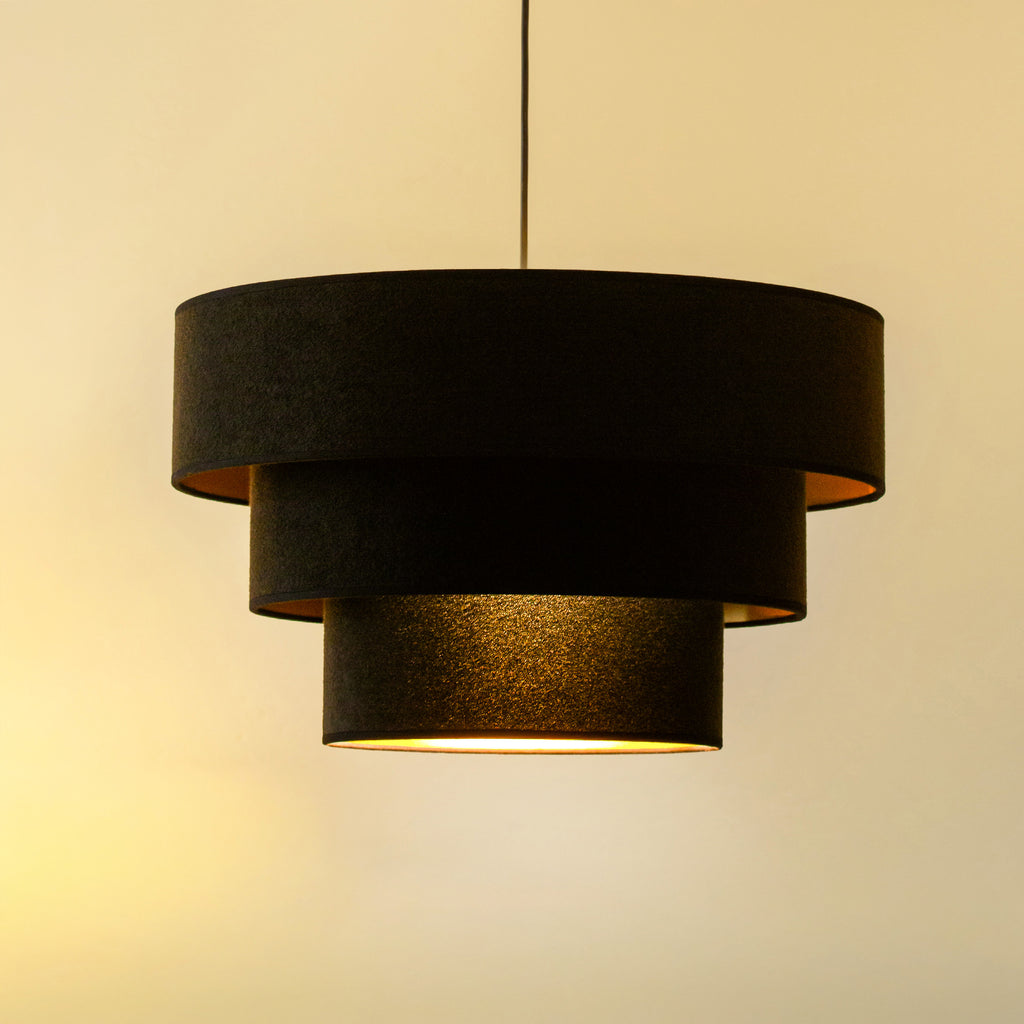 Lampa wisząca DUOLLA LUNETA NERO 750527 czarny/złoty 1xE27 średn.45cm
