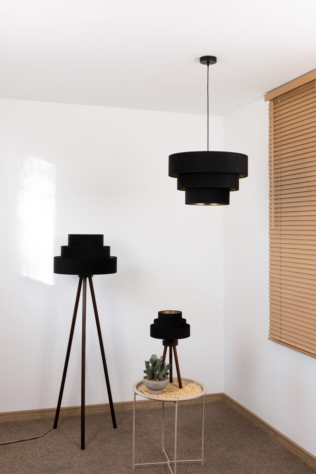 Lampa wisząca DUOLLA LUNETA NERO 750527 czarny/złoty 1xE27 średn.45cm