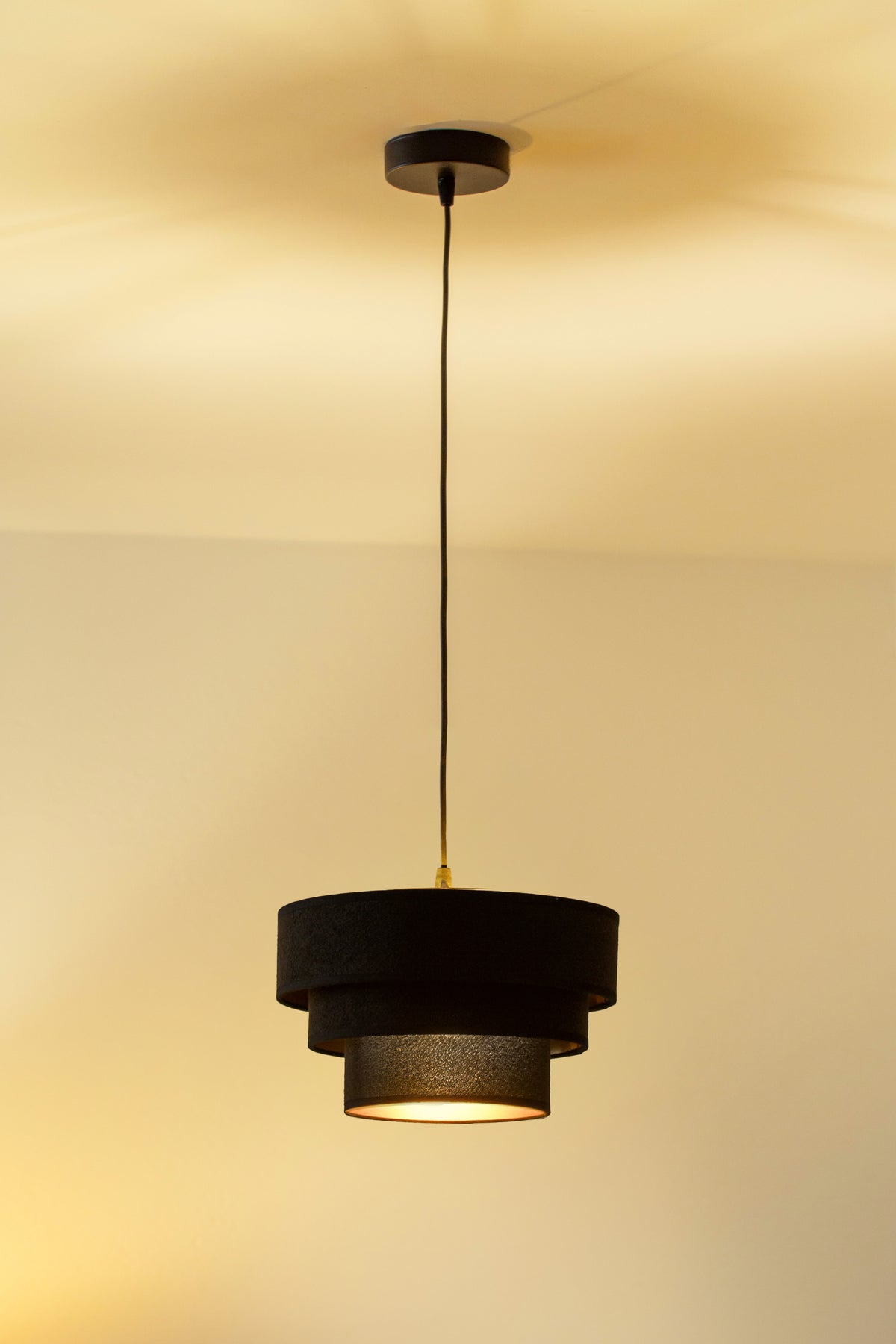 Lampa wisząca DUOLLA LUNETA NERO 750558 czarny/złoty 1xE27 średn.25cm
