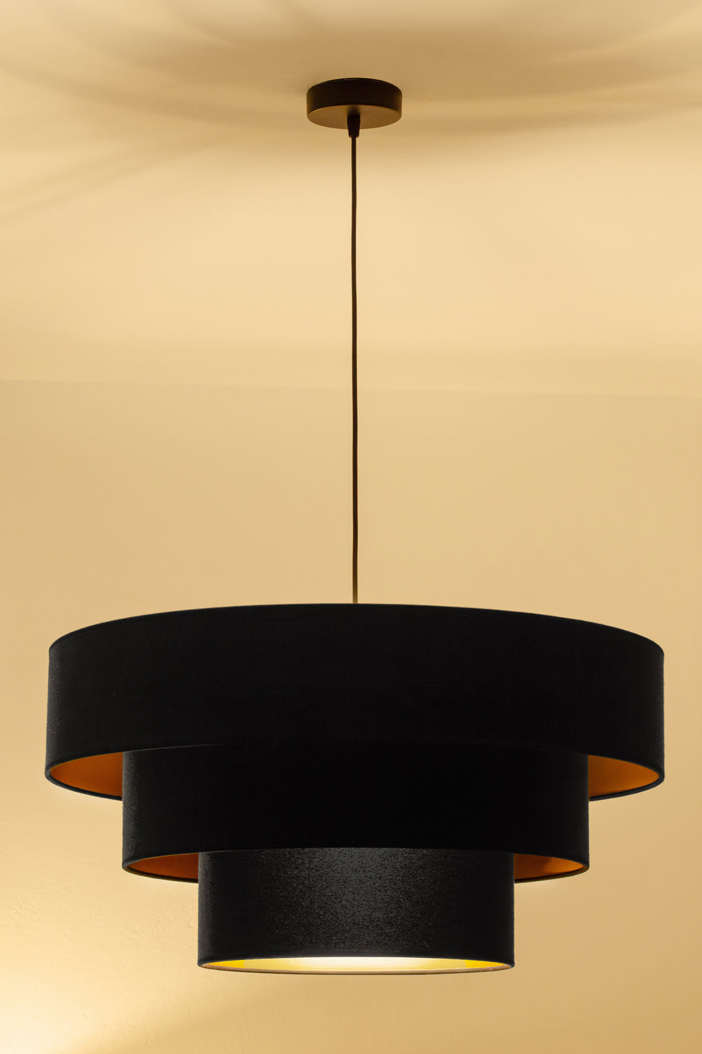 Lampa wisząca DUOLLA LUNETA NERO 750565 czarny/złoty 1xE27 średn.60cm