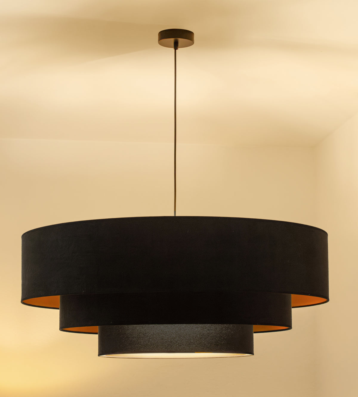 Lampa wisząca DUOLLA LUNETA NERO 750602 czarny/złoty 3xE27 średn.80cm